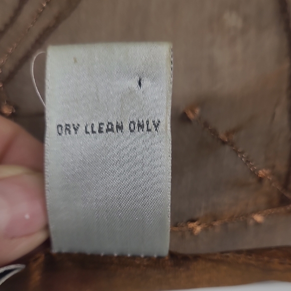 Scarf Adorned W Silk Appliques Embroidery Sequins Copper Chiffon - Picture 4 of 11